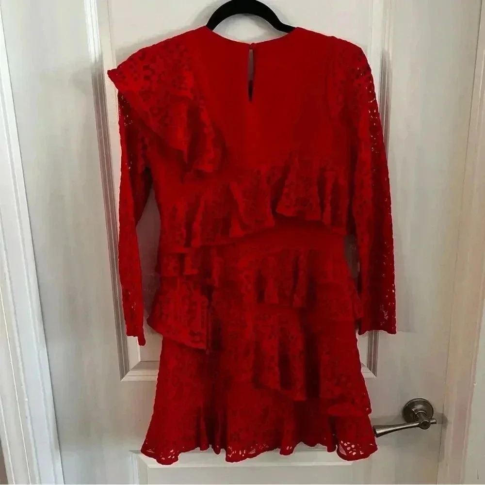 203 Aijek Mae Ruffled Long Sleeve Lace Dress - Picture 6 of 6